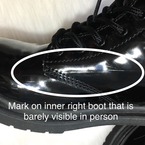 D-Signed Black Patent Leather Studs Combat Boots 3 - Picture 5 of 8